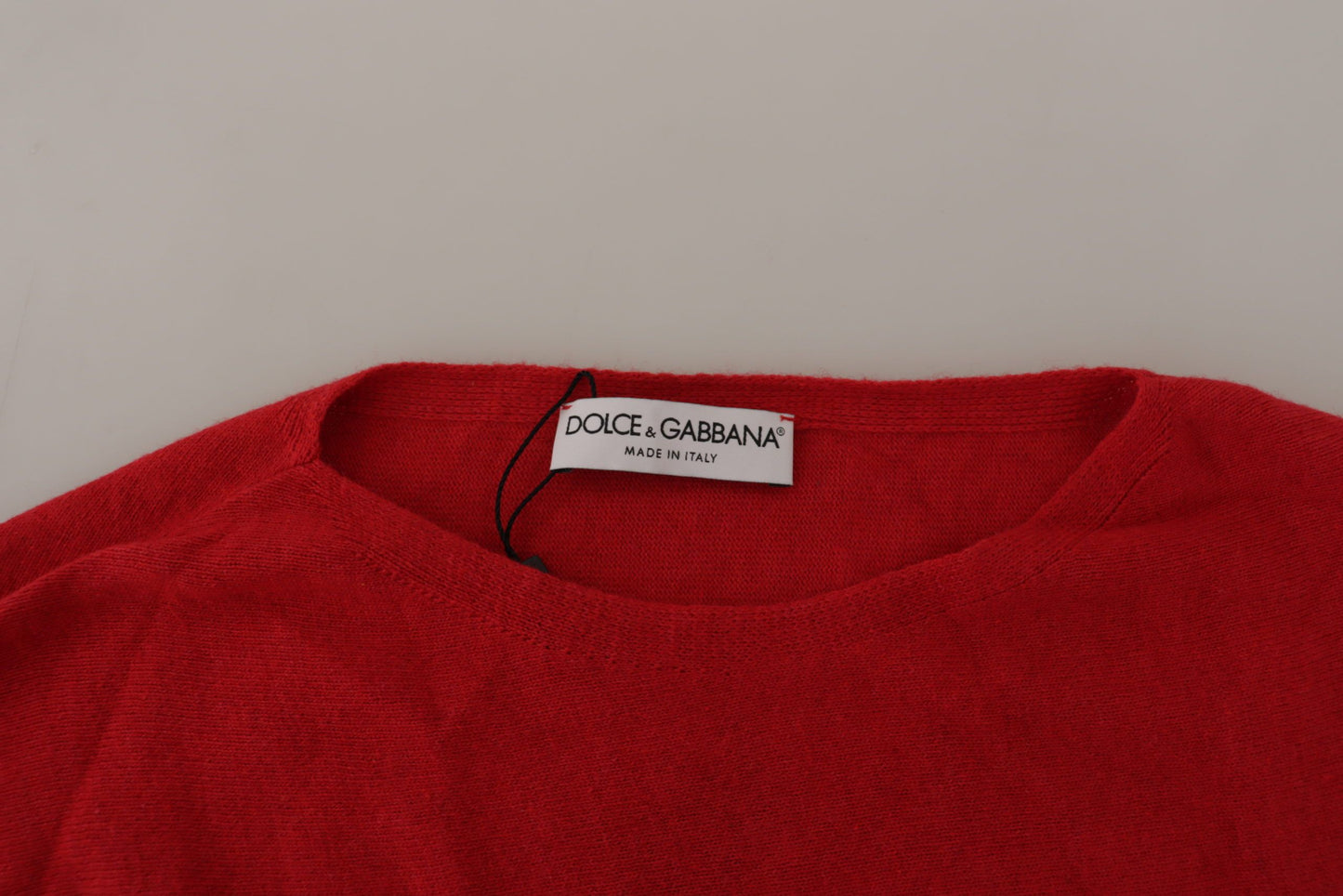 Dolce &amp; Gabbana Roter Wollstrickpullover mit Rundhalsausschnitt