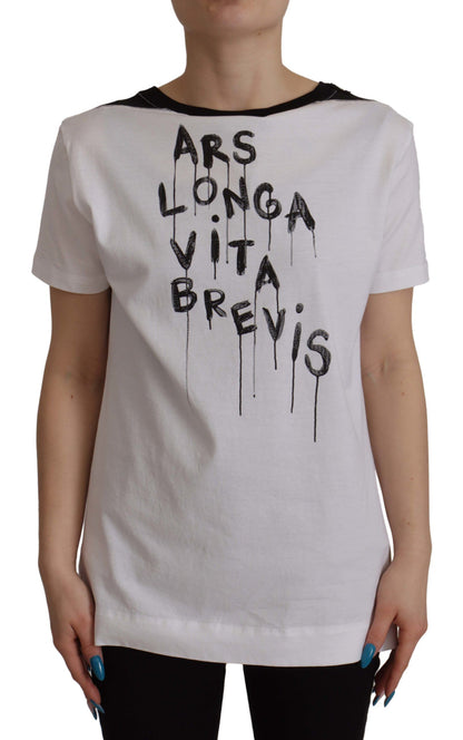 Dolce &amp; Gabbana – Weißes Baumwoll-T-Shirt mit Rundhalsausschnitt und Slogan-Print