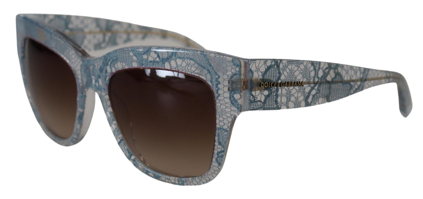 Dolce &amp; Gabbana – Rechteckige Sonnenbrille DG4231 aus blauem Acetat mit Spitze