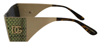 Dolce &amp; Gabbana – Rechteckige Sonnenbrille aus goldenem Metall DG2263