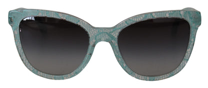 Dolce &amp; Gabbana – Runde Sonnenbrille DG4190 aus Acetat mit blauer Spitze und Kristallen