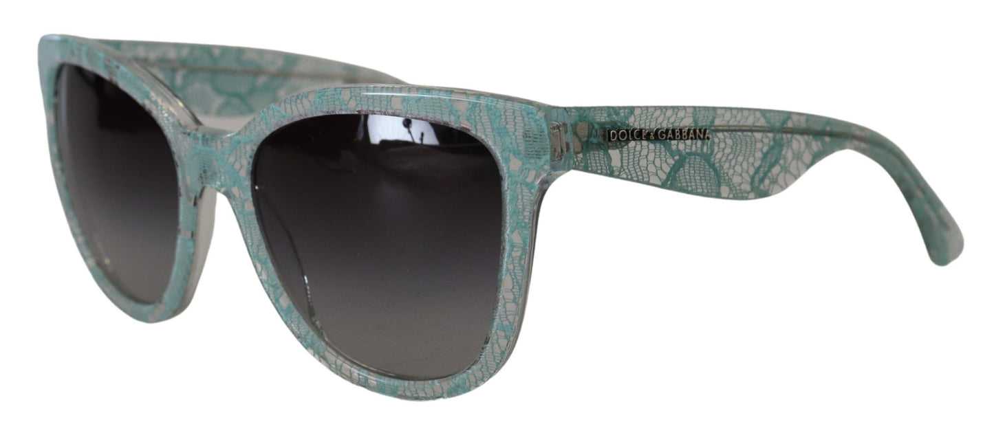 Dolce &amp; Gabbana – Runde Sonnenbrille DG4190 aus Acetat mit blauer Spitze und Kristallen