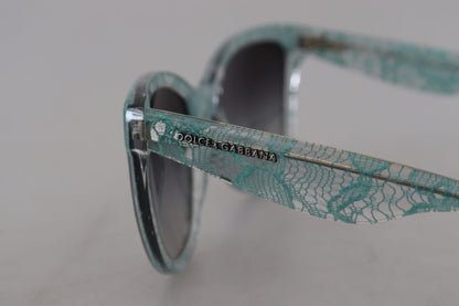 Dolce &amp; Gabbana – Runde Sonnenbrille DG4190 aus Acetat mit blauer Spitze und Kristallen