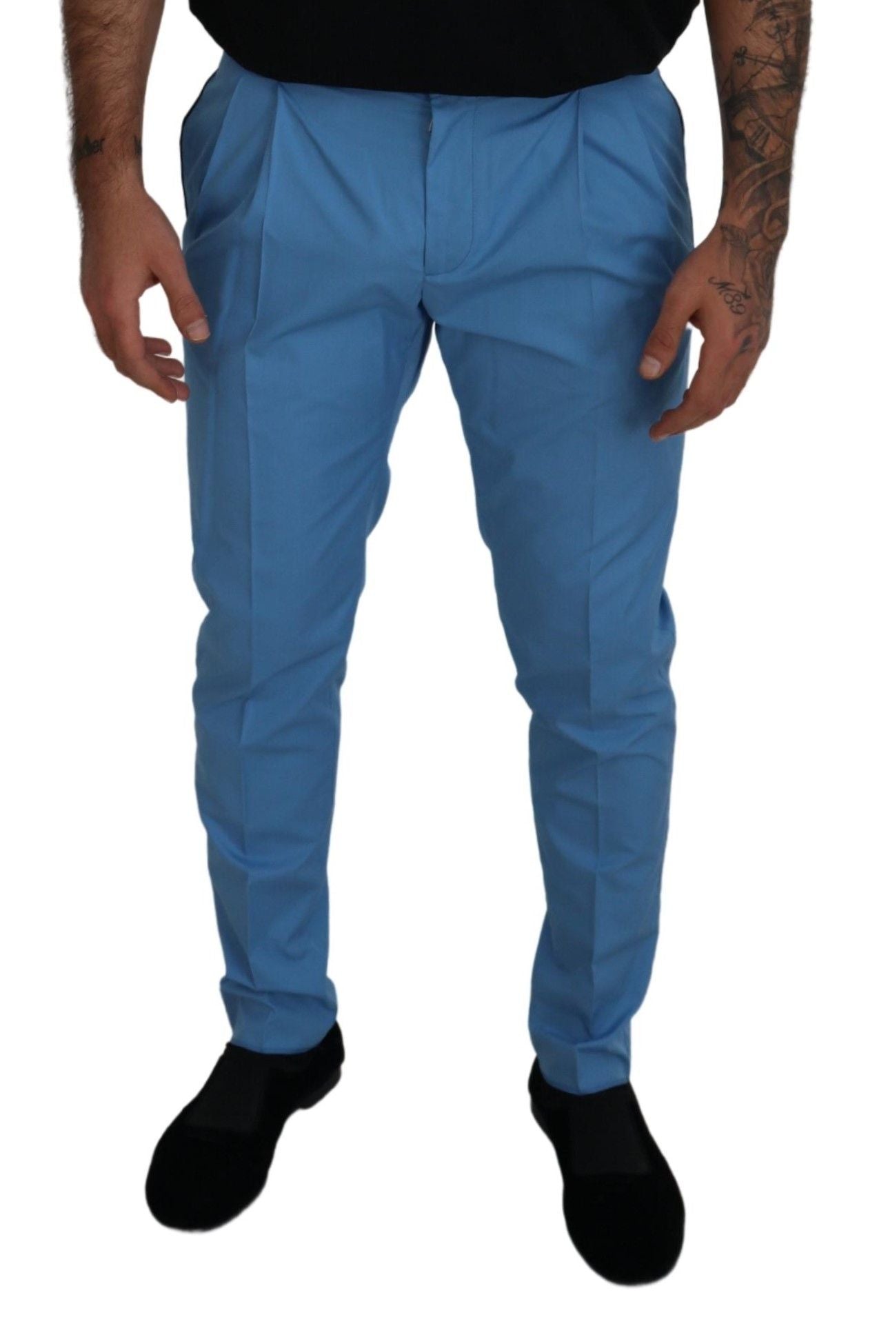 Dolce &amp; Gabbana Blaue Baumwoll-Seidenhose Chinos