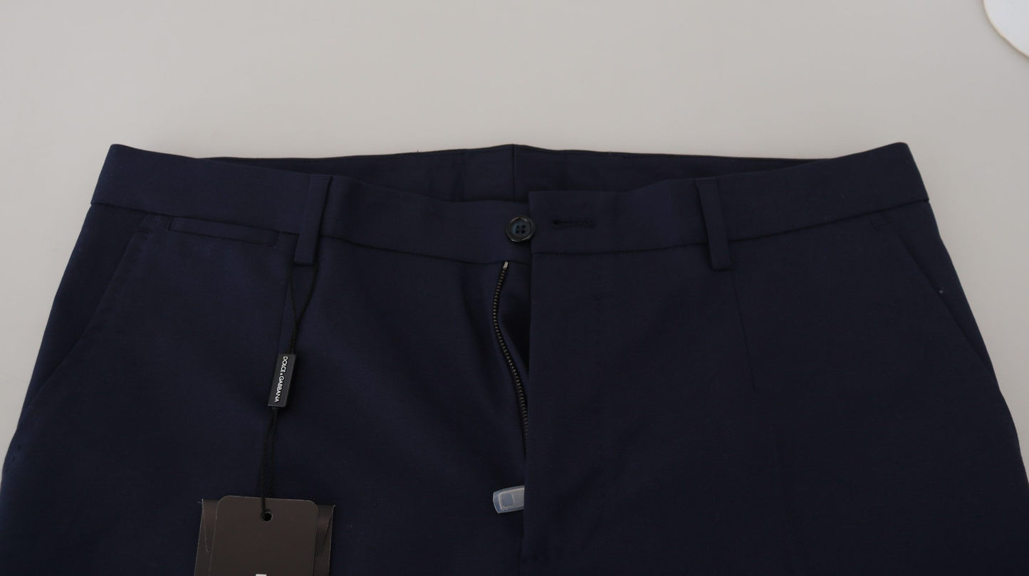 Dolce &amp; Gabbana Blaue Leinen-Baumwoll-Schlanke Hose Chinos Hose