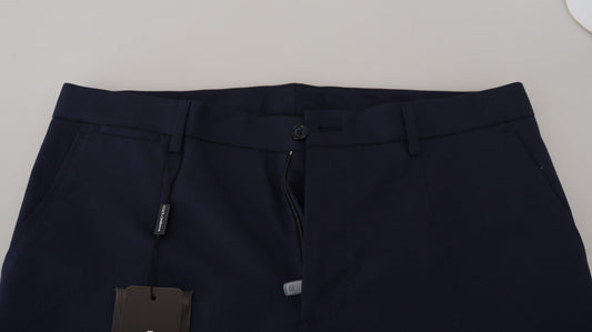 Dolce &amp; Gabbana Blaue Leinen-Baumwoll-Schlanke Hose Chinos Hose