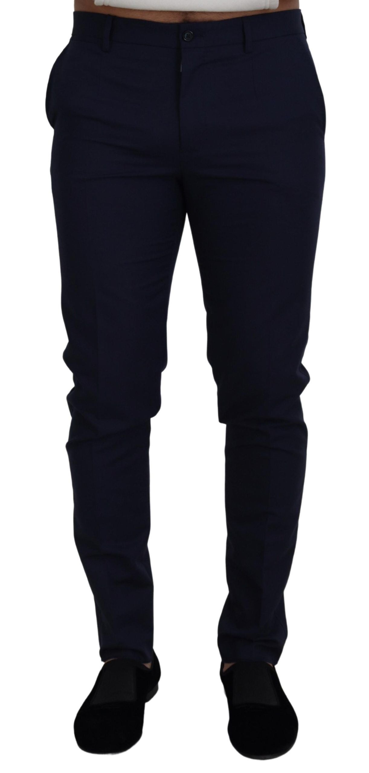 Dolce &amp; Gabbana Blaue Leinen-Baumwoll-Schlanke Hose Chinos Hose