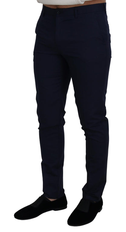 Dolce &amp; Gabbana Blaue Leinen-Baumwoll-Schlanke Hose Chinos Hose