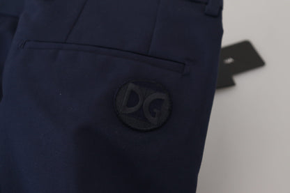 Dolce &amp; Gabbana Blaue Leinen-Baumwoll-Schlanke Hose Chinos Hose