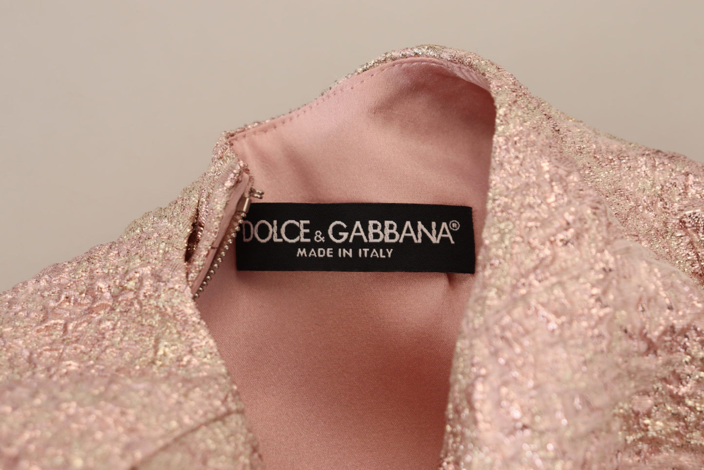 Dolce &amp; Gabbana – Rosa Jaquard-Midikleid mit 3/4-Ärmeln