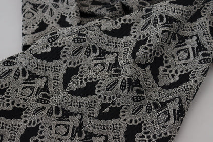 Dolce &amp; Gabbana – Schwarz-graues, figurbetontes Jacquard-Etuikleid