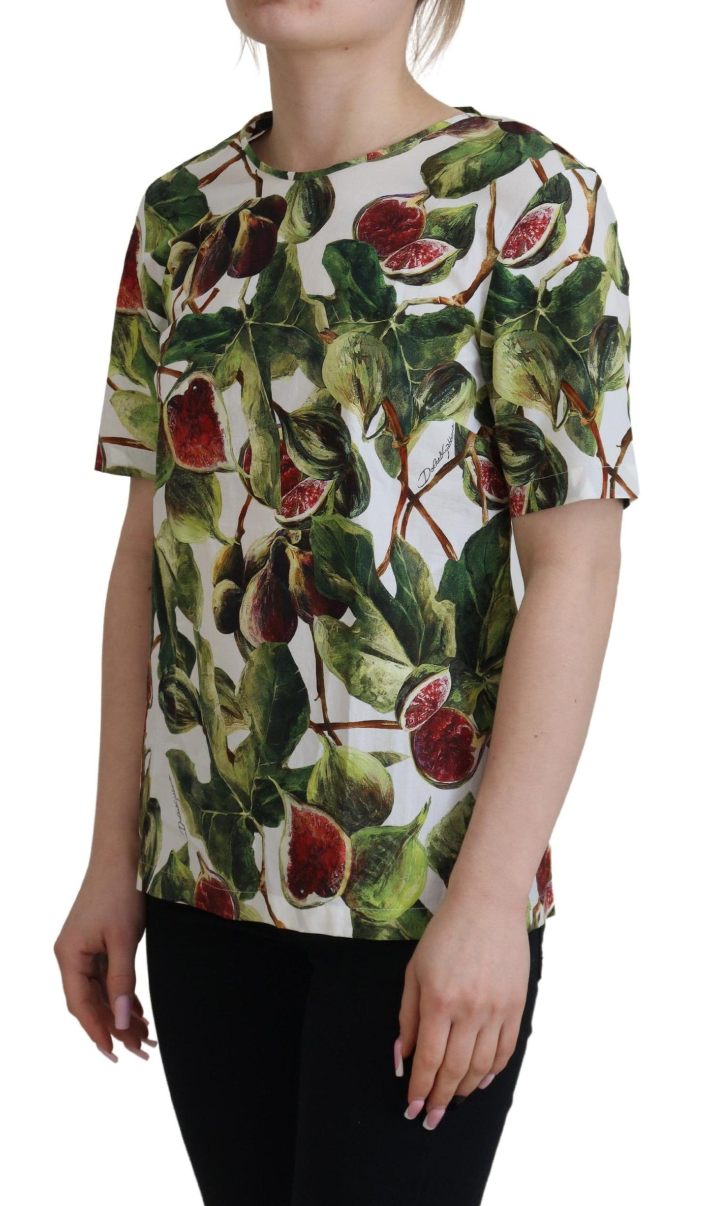 Dolce &amp; Gabbana Rundhals-Baumwoll-Top-Bluse Obst-T-Shirt