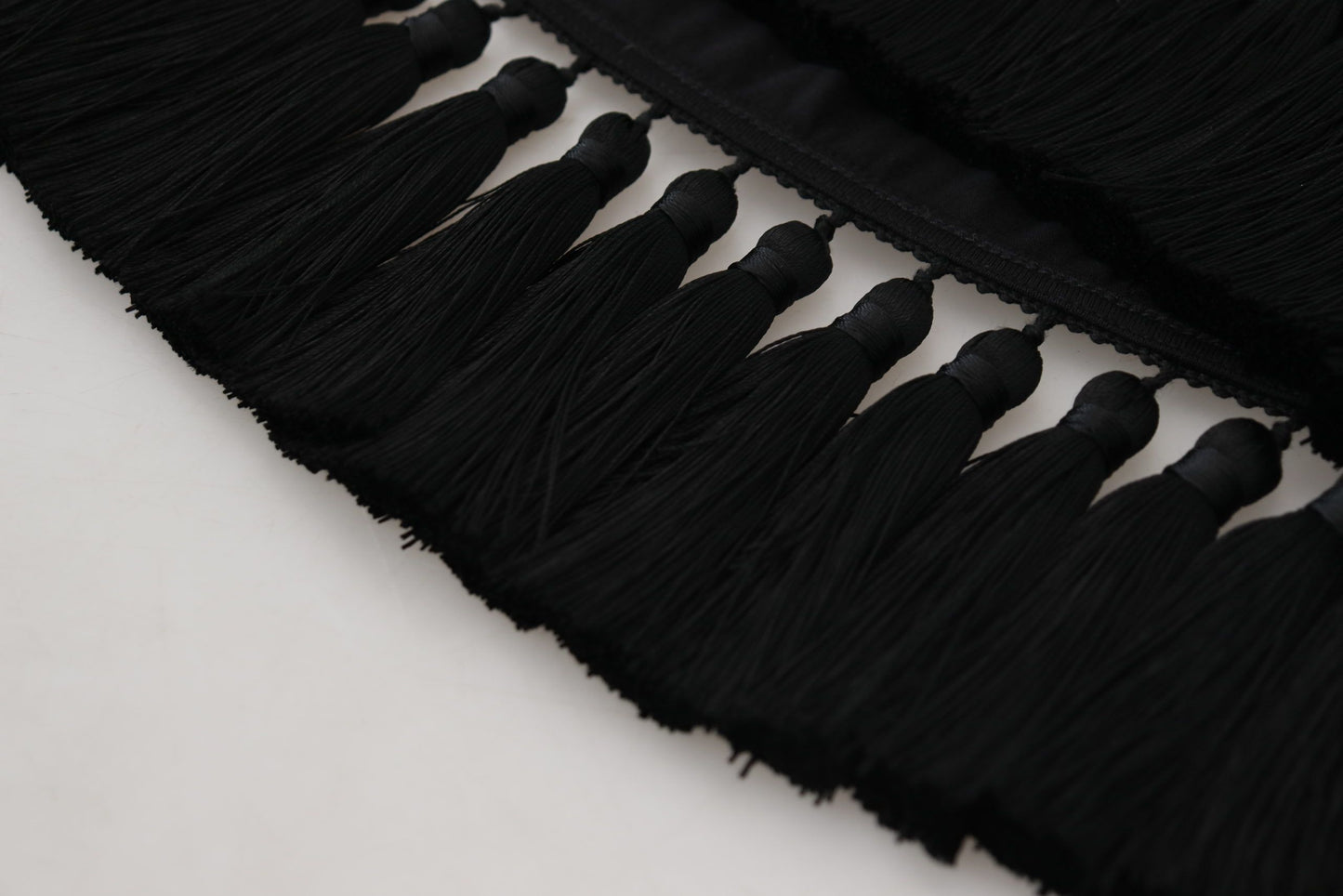 Dolce &amp; Gabbana Schwarze T-Shirt-Bluse mit Quasten aus Baumwolle