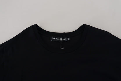 Dolce &amp; Gabbana Schwarze T-Shirt-Bluse mit Quasten aus Baumwolle