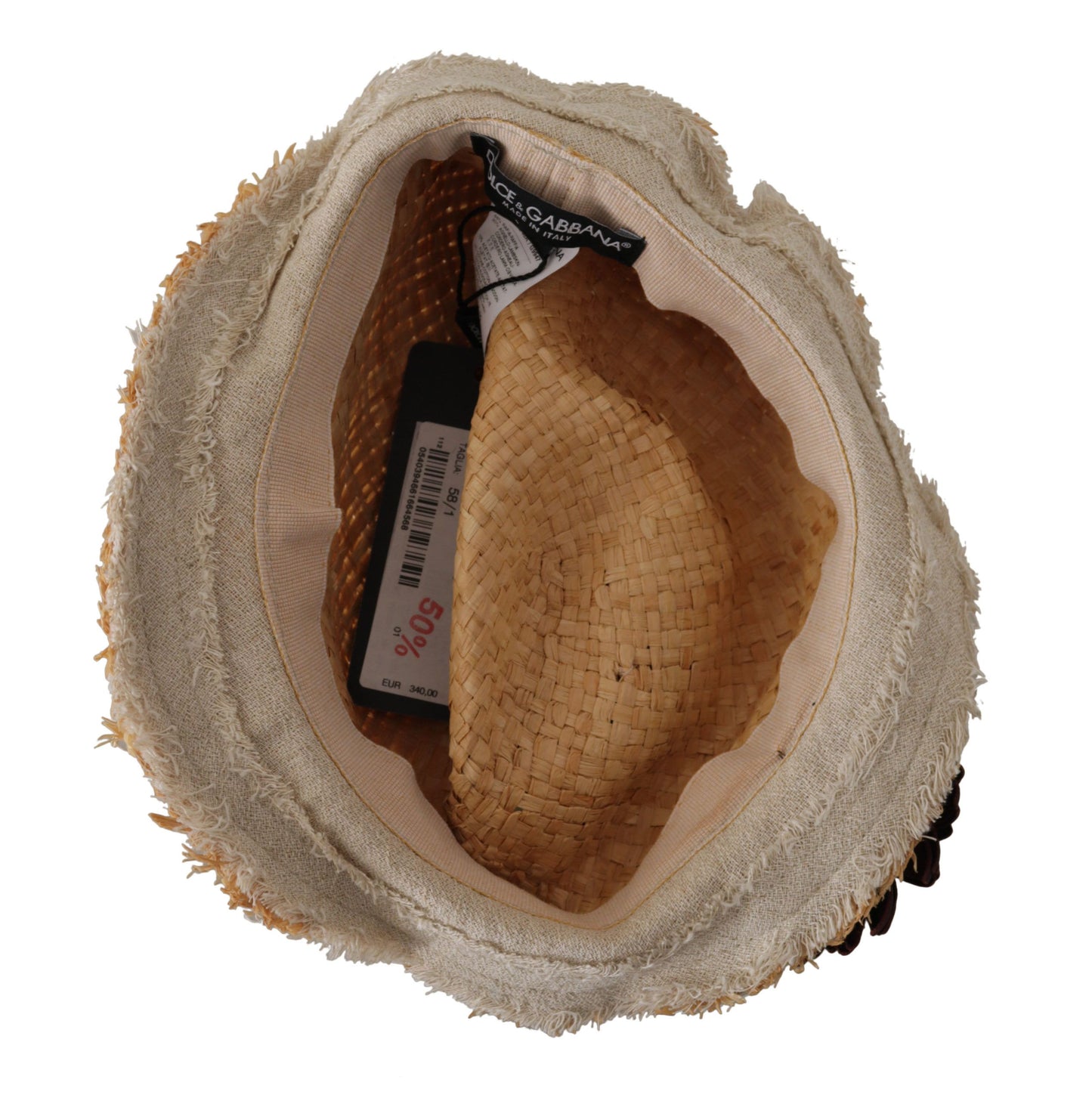 Dolce &amp; Gabbana – Strohhut mit gelbem Band und Blumenverzierung
