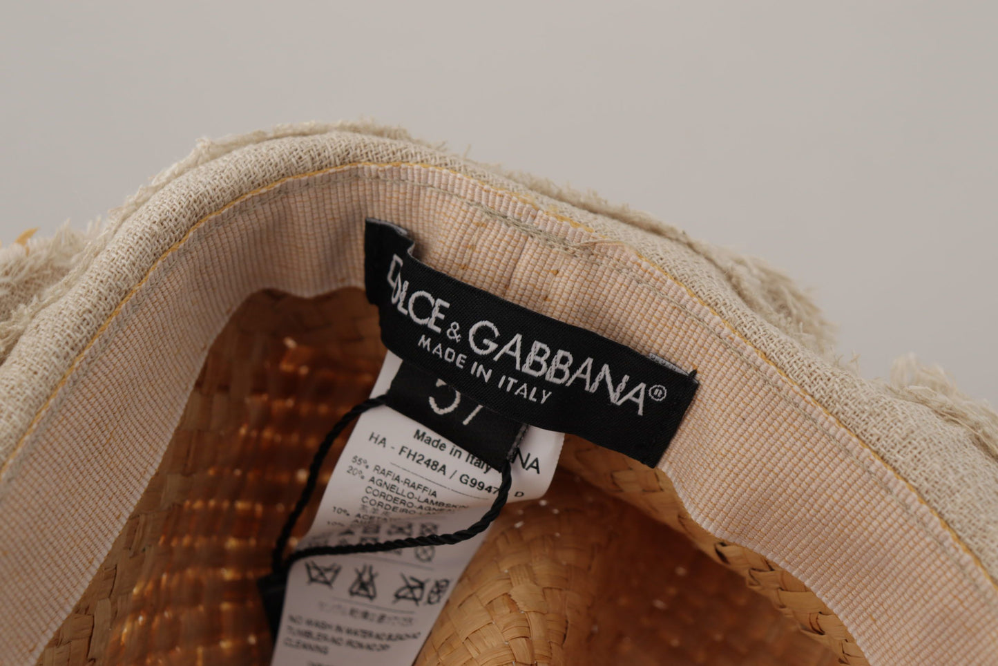 Dolce &amp; Gabbana – Strohhut mit gelbem Band und Blumenverzierung