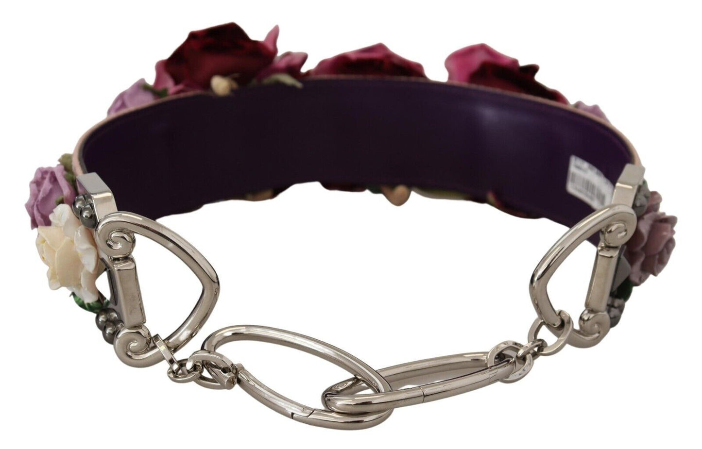 Dolce &amp; Gabbana – Schultergurt aus Metall mit mehrfarbigen Blumenapplikationen