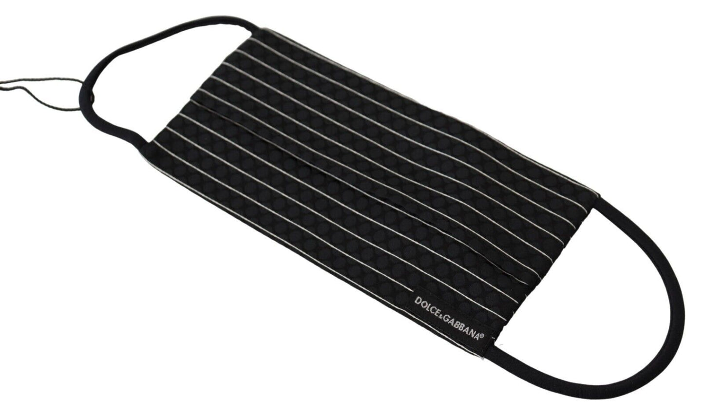 Dolce &amp; Gabbana – Gesichtsmaske mit elastischem Ohrband in Schwarz und Weiß mit Streifen in Einheitsgröße