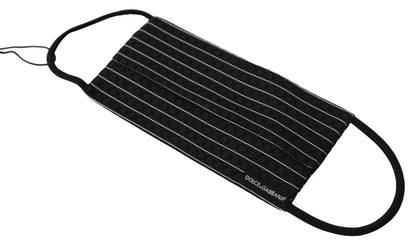 Dolce &amp; Gabbana – Gesichtsmaske mit elastischem Ohrband in Schwarz und Weiß mit Streifen in Einheitsgröße