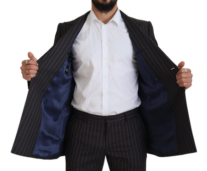 Dolce &amp; Gabbana – Schwarz gestreifter, formeller zweiteiliger Wollanzug