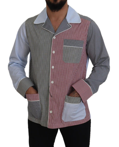 Dolce &amp; Gabbana – Mehrfarbiges Patchwork-Hemd aus Baumwolle mit langen Ärmeln