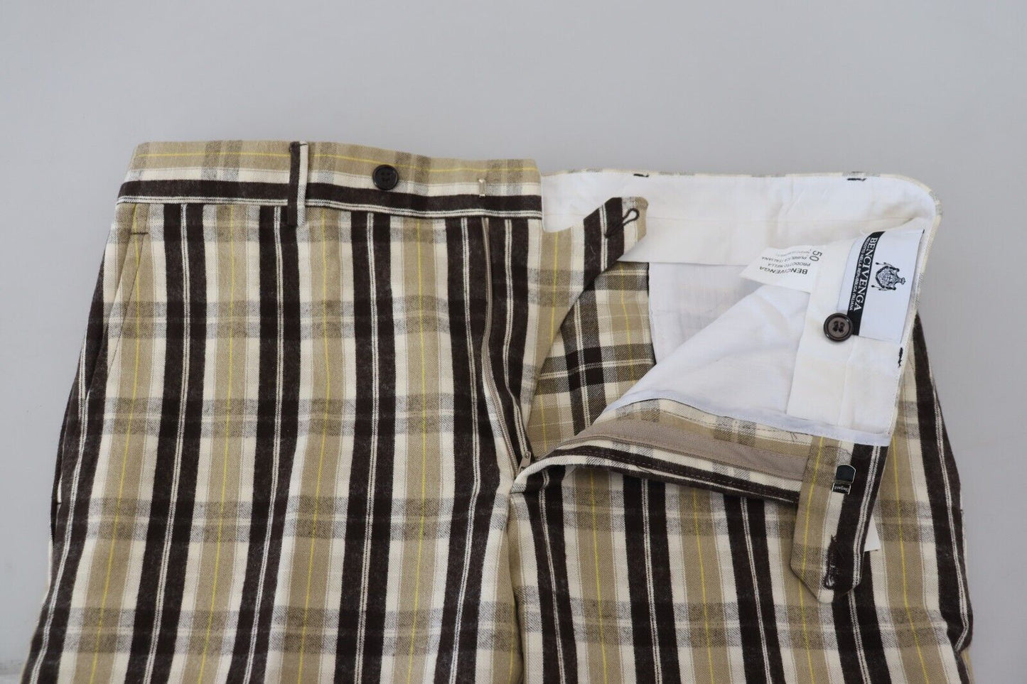 BENCIVENGA Mehrfarbig karierte Baumwolle Straight Fit Herrenhose