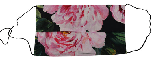 Dolce &amp; Gabbana – Schwarze Gesichtsmaske mit Blumenmuster und elastischem Ohrschlaufenverschluss