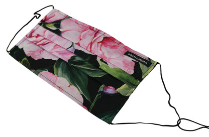 Dolce & Gabbana Black Floral Pleated Elastic Ear Strap Face Mask