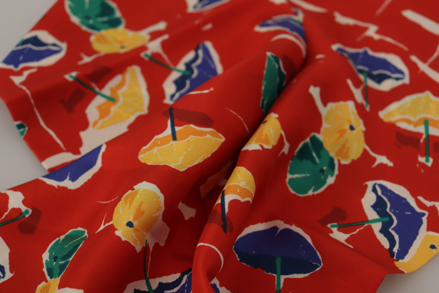 Dolce &amp; Gabbana – Mehrfarbiger Schal mit Fransen und DG-Regenschirm-Print