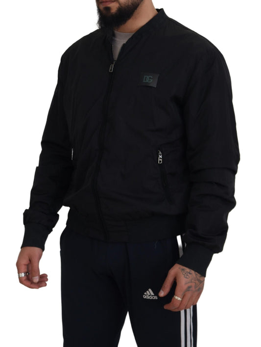 Dolce &amp; Gabbana – Bomberjacke mit Reißverschluss und Logo aus schwarzem Nylon
