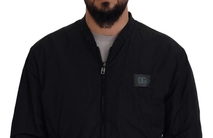 Dolce &amp; Gabbana – Bomberjacke mit Reißverschluss und Logo aus schwarzem Nylon