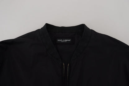 Dolce &amp; Gabbana – Bomberjacke mit Reißverschluss und Logo aus schwarzem Nylon