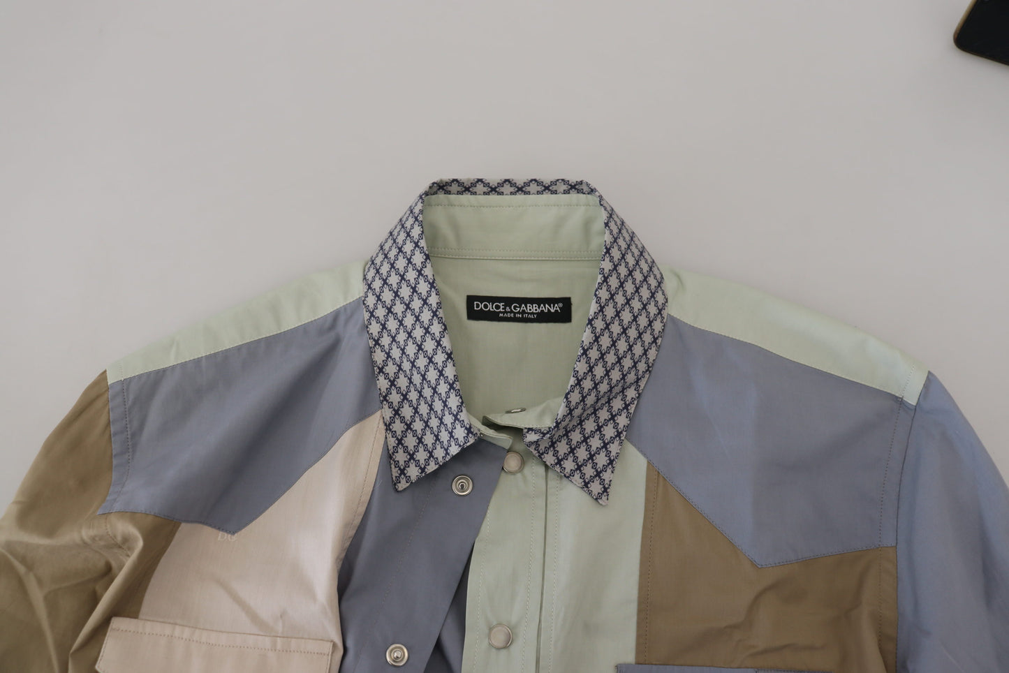 Dolce &amp; Gabbana Mehrfarbiges schmales Baumwoll-Patchwork-Hemd