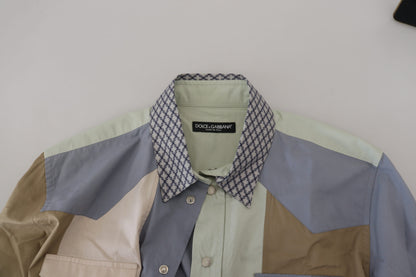 Dolce &amp; Gabbana Mehrfarbiges schmales Baumwoll-Patchwork-Hemd