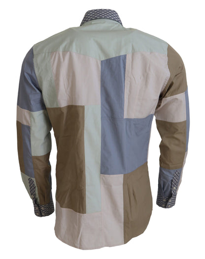 Dolce &amp; Gabbana Mehrfarbiges schmales Baumwoll-Patchwork-Hemd