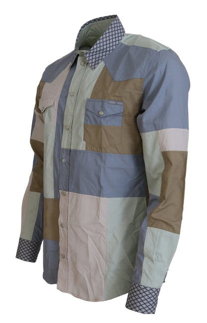 Dolce &amp; Gabbana Mehrfarbiges schmales Baumwoll-Patchwork-Hemd