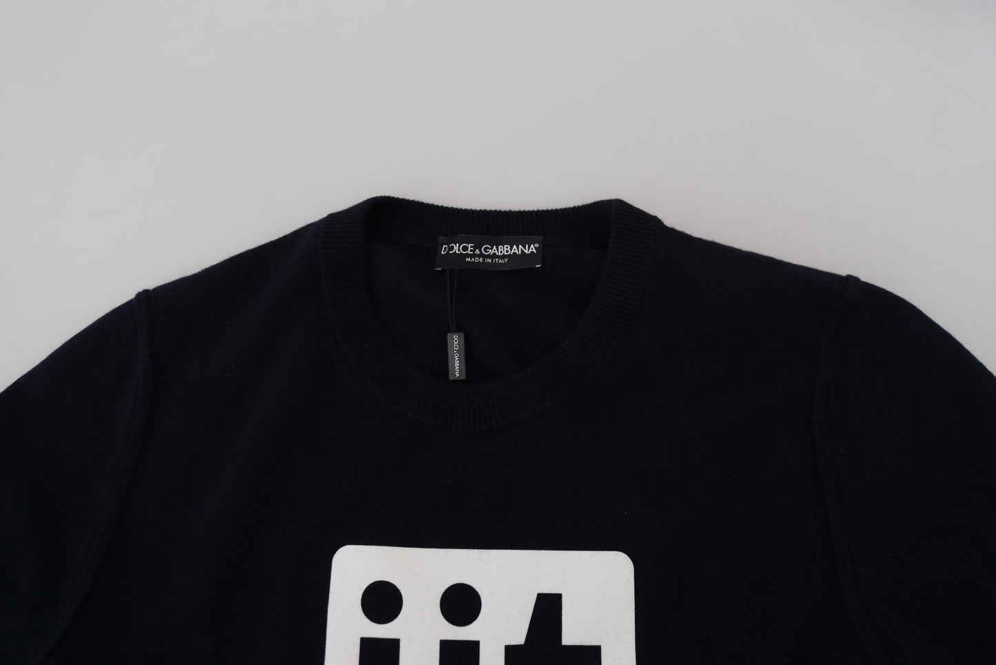 Dolce &amp; Gabbana Blauer Kaschmirpullover mit iit-Print