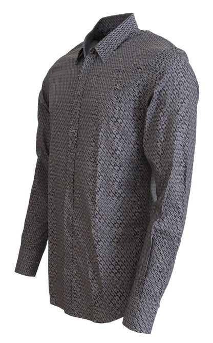 Dolce &amp; Gabbana Grau Braun GOLD Slim Fit Formelles Hemd