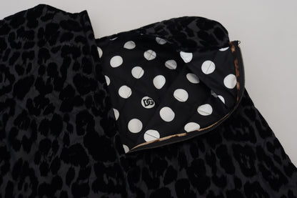 Dolce &amp; Gabbana – Schwarzes Mini-Etuikleid aus Polyester mit Leopardenmuster