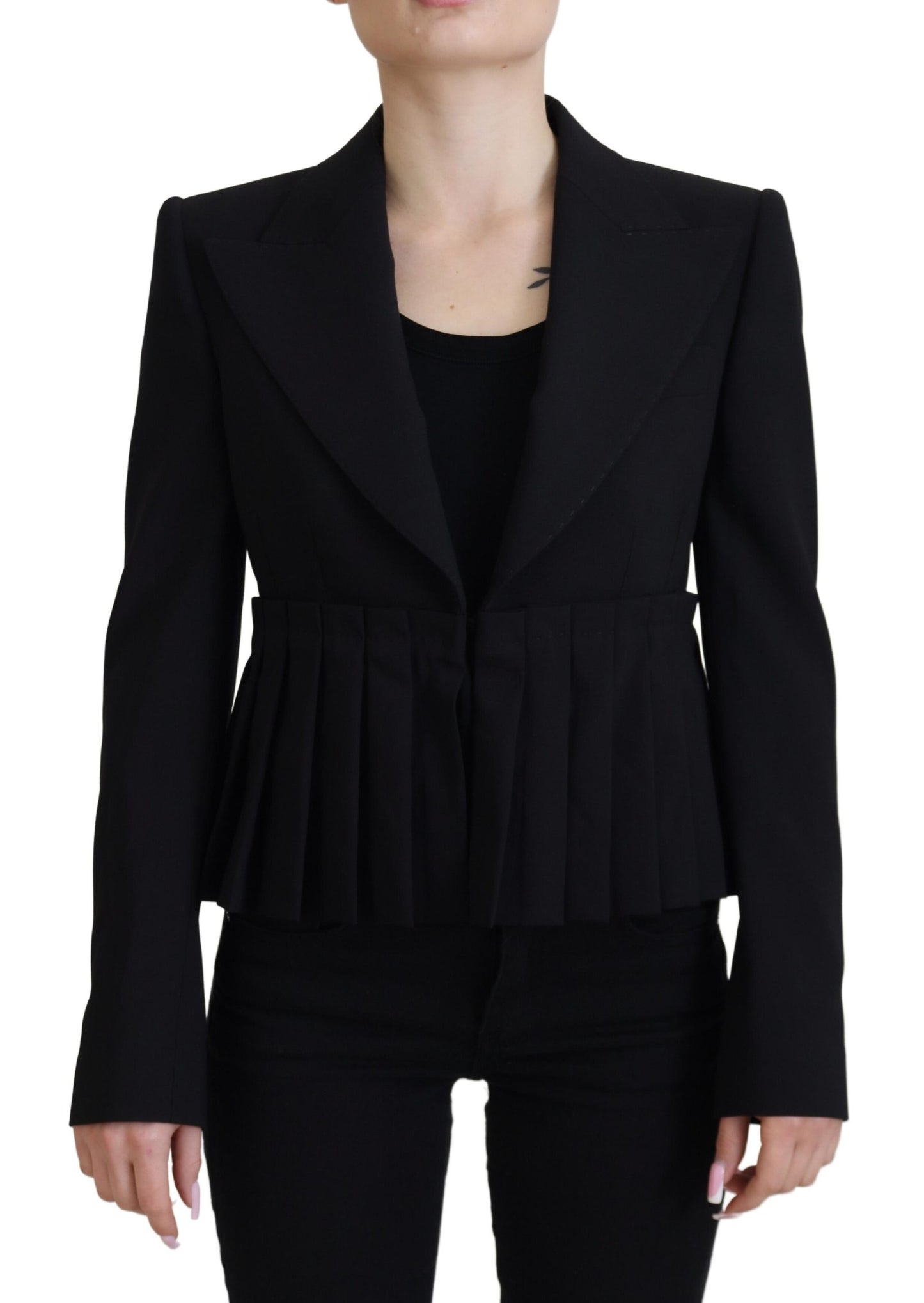 Dolce &amp; Gabbana – Schwarze, einreihige Blazer-Wolljacke