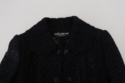 Dolce &amp; Gabbana – Schwarze Strickjacke aus Wolle mit Button-Down-Kragen