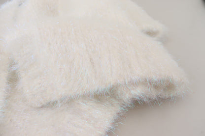 Dolce &amp; Gabbana – Weiße Strickjacke mit langen Ärmeln und Fransen