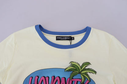 Dolce &amp; Gabbana Gelbes Havanity Rundhals-T-Shirt aus Baumwolle