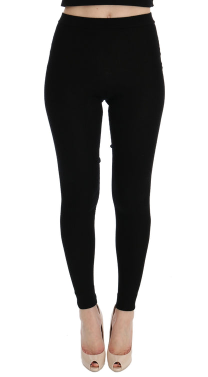 Dolce &amp; Gabbana Schwarze Slim Fit-Kaschmirhose für Damen