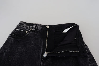Dolce &amp; Gabbana – Schwarze Jeans aus gewaschener Baumwolle mit hoher Taille