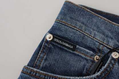 Dolce &amp; Gabbana – Blau karierte Skinny-Jeans