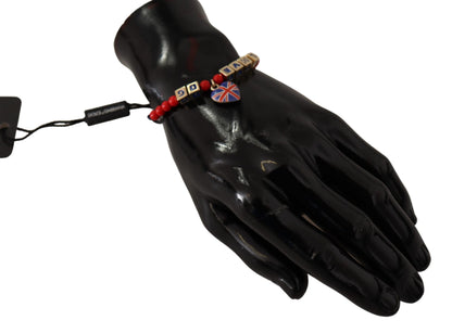 Dolce &amp; Gabbana Armband mit rot-blauen Perlen und der Flagge „DG LOVES LONDON“