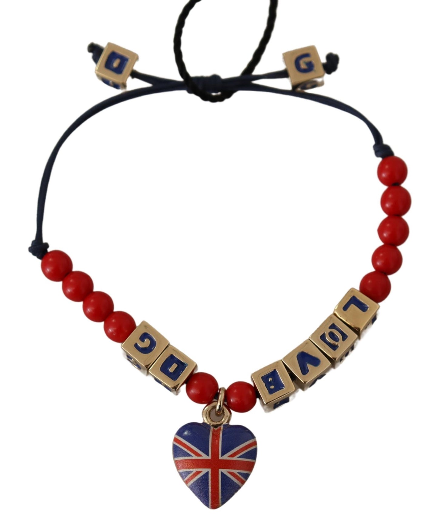 Dolce &amp; Gabbana Armband mit rot-blauen Perlen und der Flagge „DG LOVES LONDON“