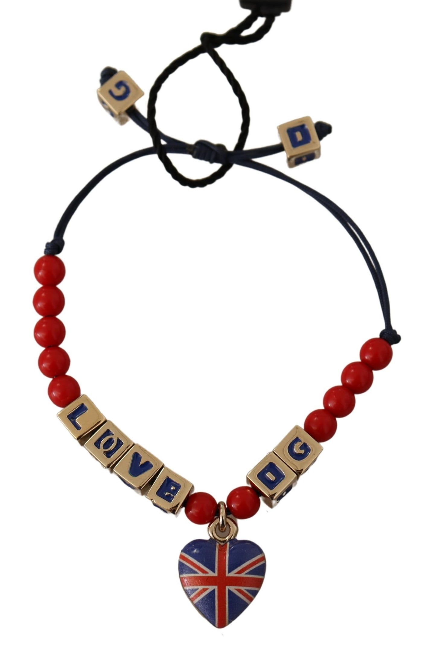 Dolce &amp; Gabbana Armband mit rot-blauen Perlen und der Flagge „DG LOVES LONDON“