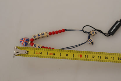 Dolce &amp; Gabbana Armband mit rot-blauen Perlen und der Flagge „DG LOVES LONDON“